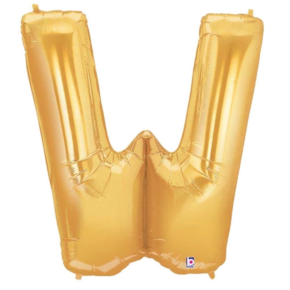 40" Letter W - Gold Megaloon Foil Mylar Party Balloon, Pack of 1 by Betallic New